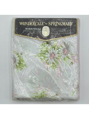 Vintage Springmaid Wondercale Double Flat Sheet Full Size Fresh Daisies Floral